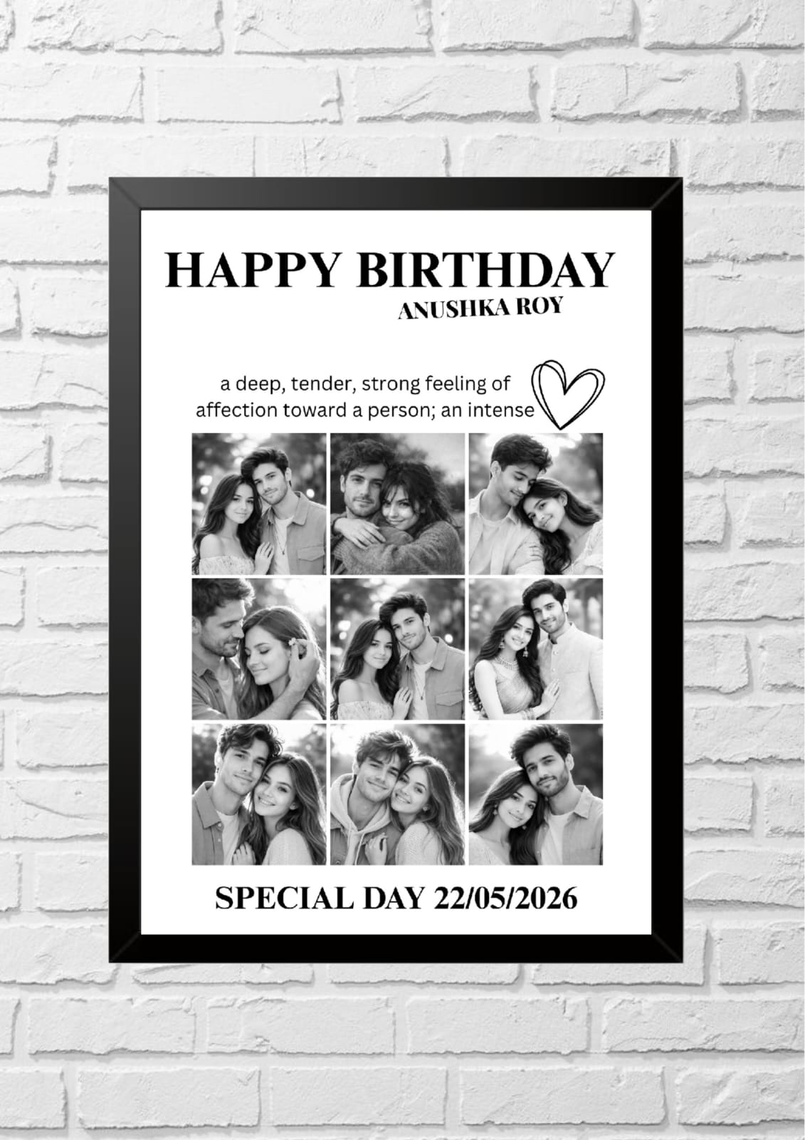 9 Grid B&W Birthday Frame