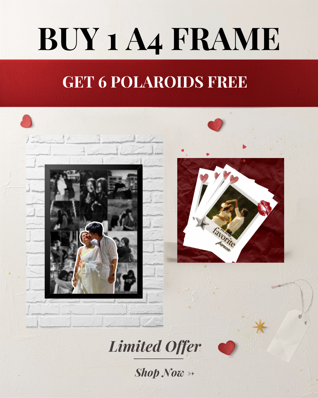 Free polaroids with A4 frame