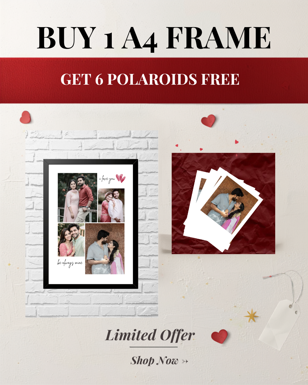 Free polaroids with A4 frame