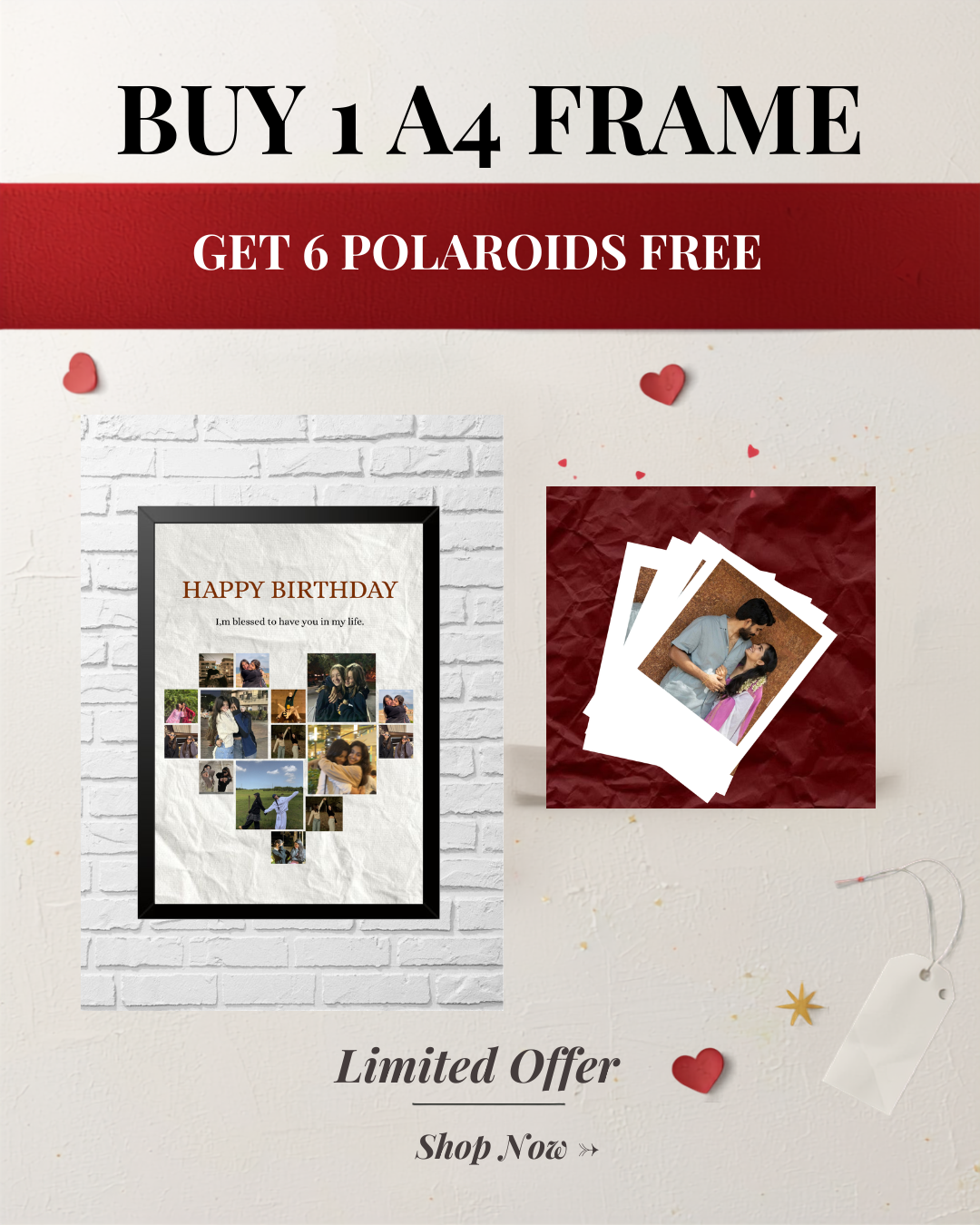 Free polaroids with A4 frame