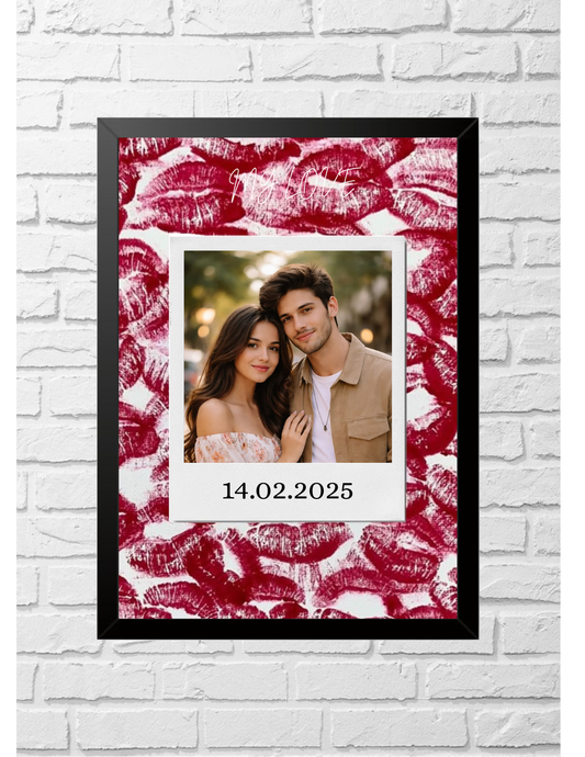 kissed polaroid style couple frame