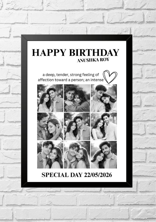 9 Grid B&W Birthday Frame